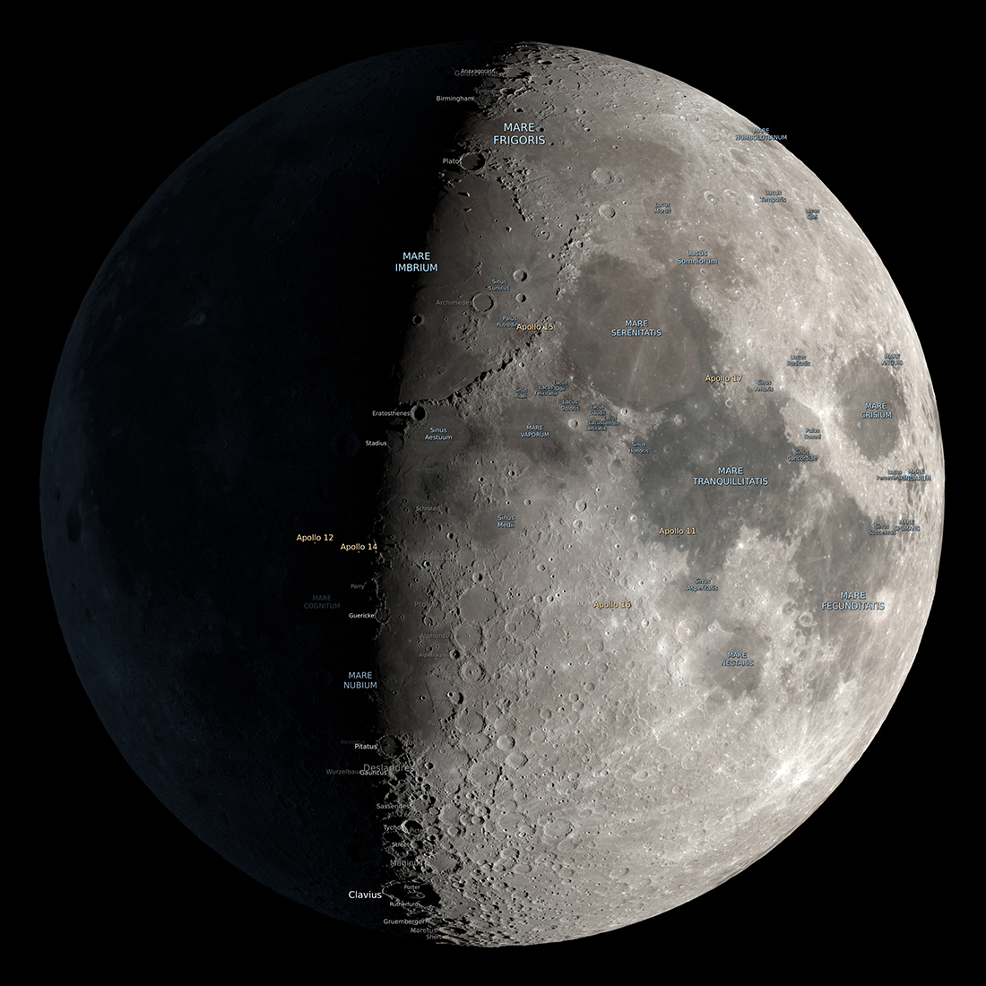 Synthetic view of the Moon as it will appear on International Observer the Moon Night on September 19, 2026 from Phoenix Arizona around 8 p.m. MST.